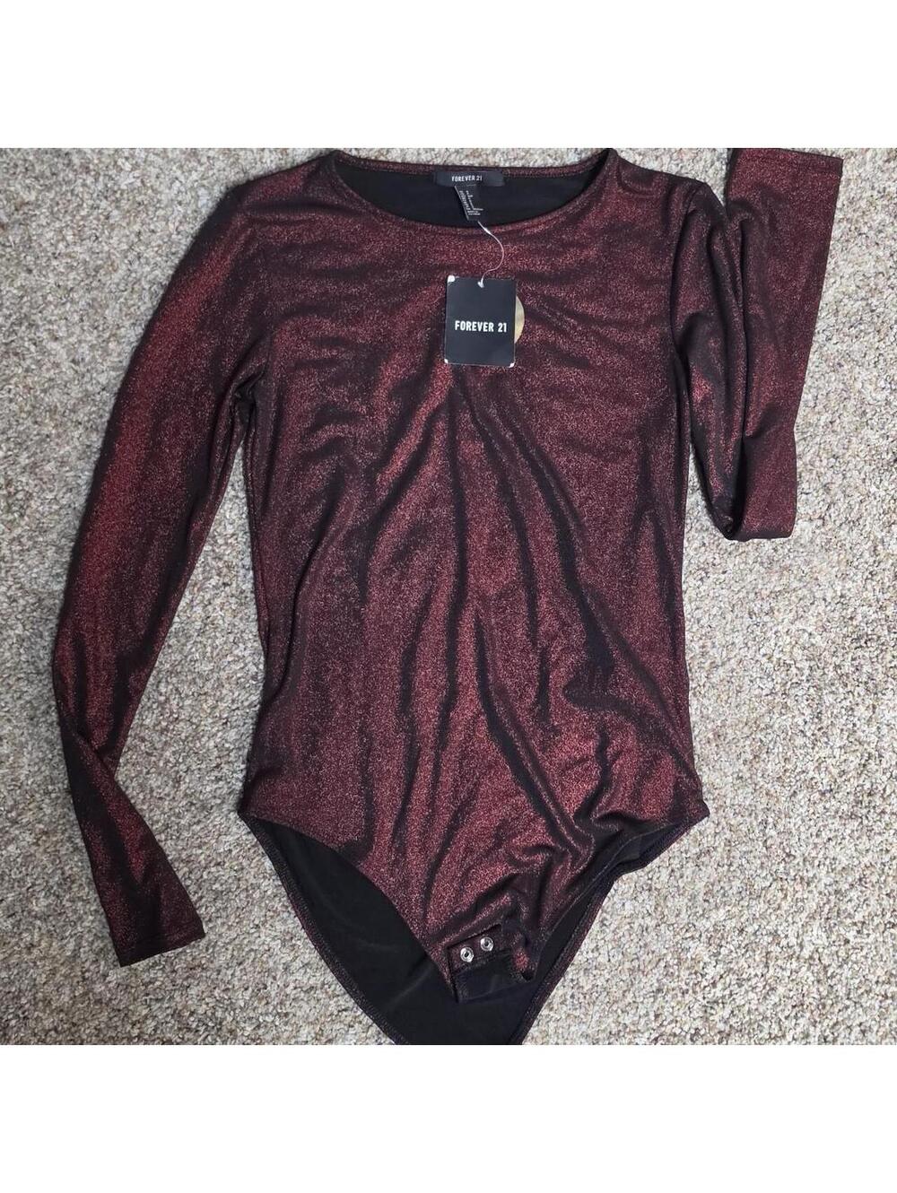 Forever 21 Women's Burgundy and Red Bodysuit